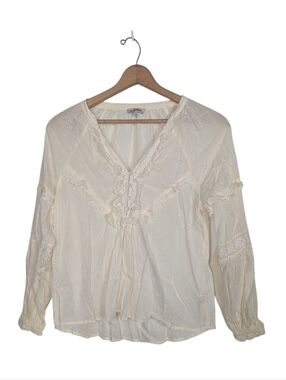 Arnhem Ruffle Eyelet Bohemian Cottagecore Prairie Lightweight‎ Blouse Size 10